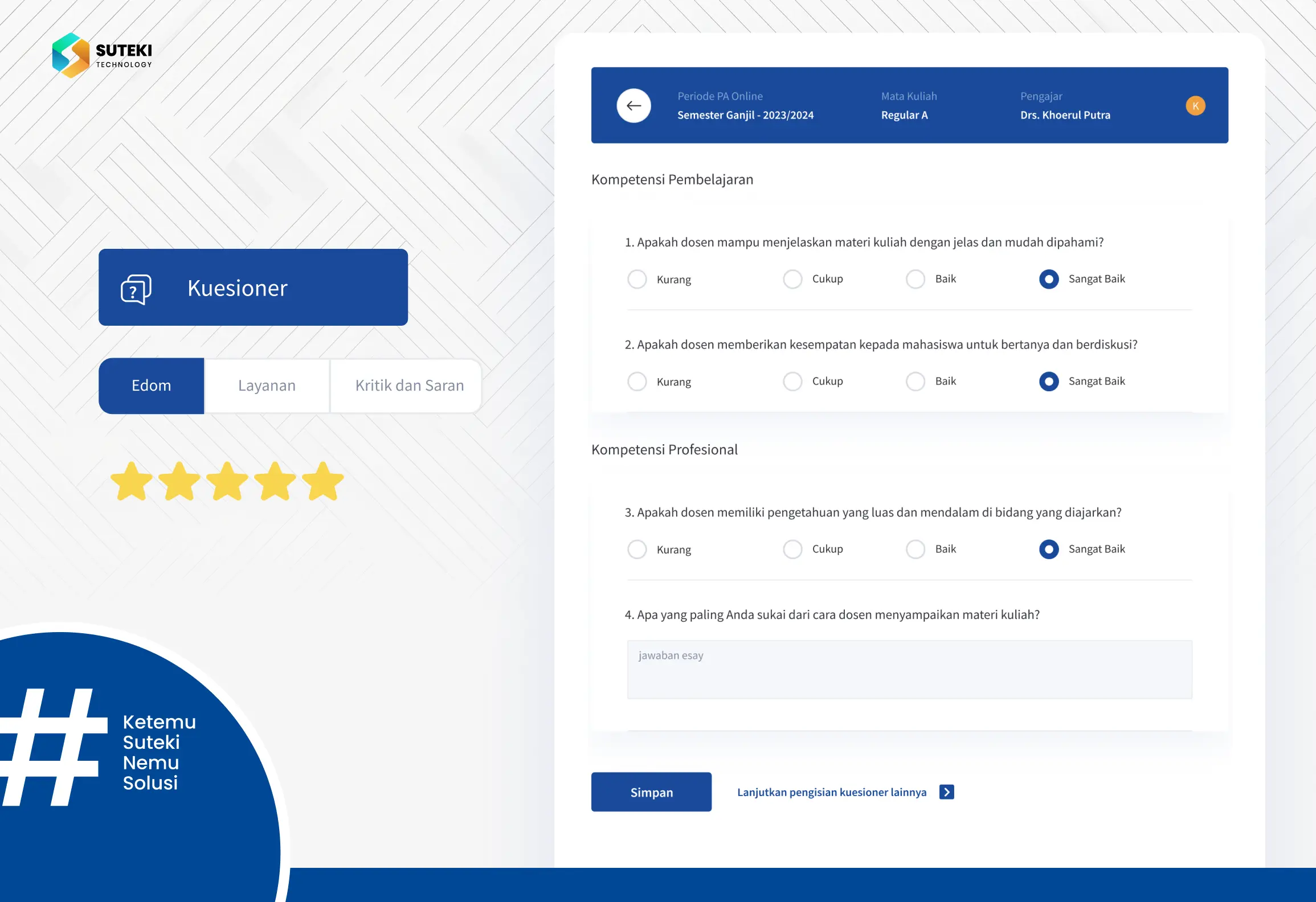 implementasi kuisioner edom di dalam sistem informasi akademik siakad 4.0