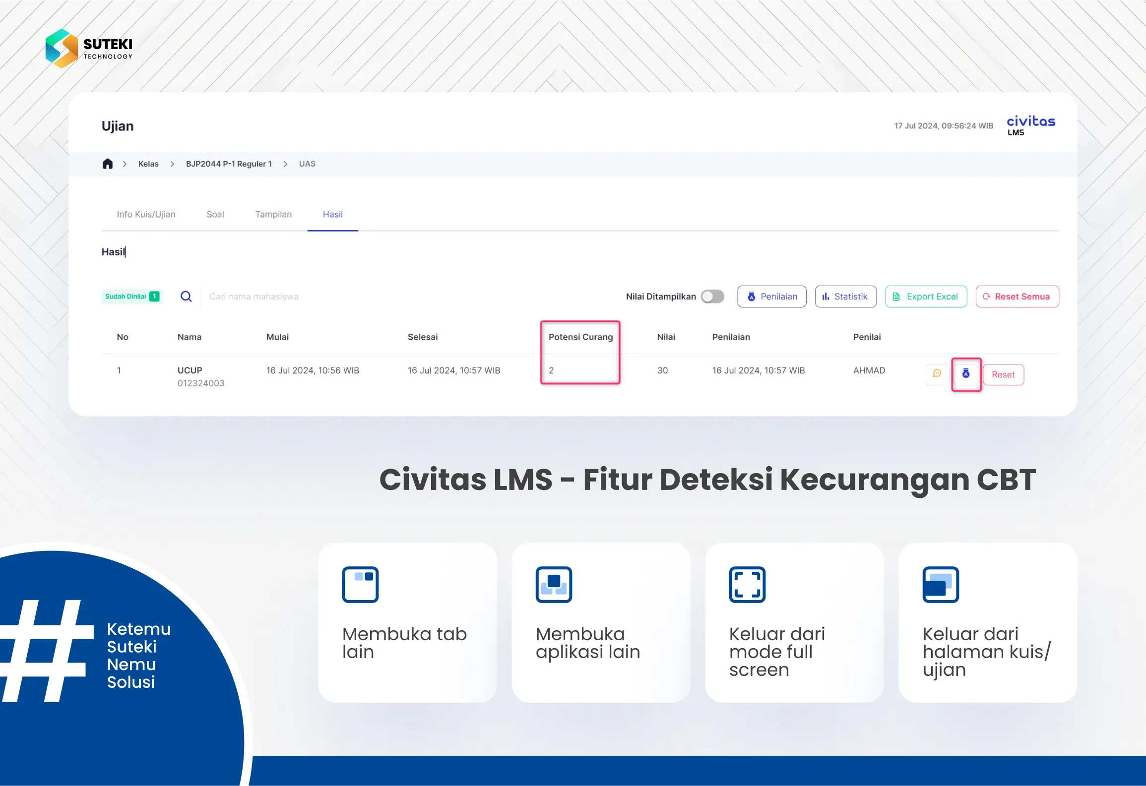 aplikasi lms perguruan tinggi dengan fitur deteksi kecurangan cbt