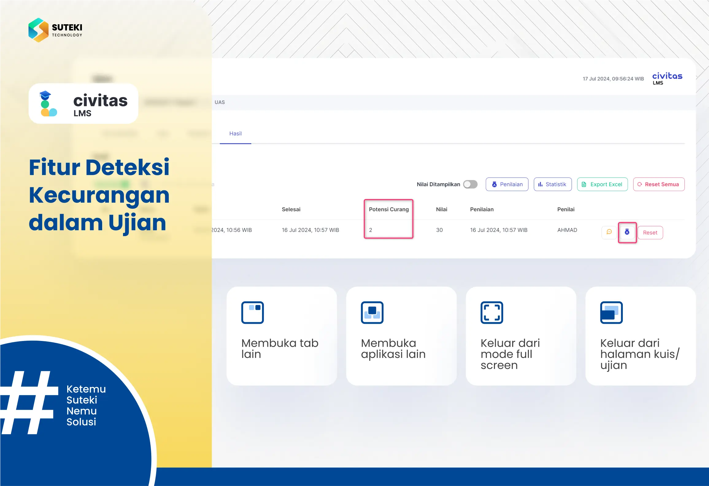 Civitas LMS Memiliki Fitur Deteksi Kecurangan dalam Ujian
