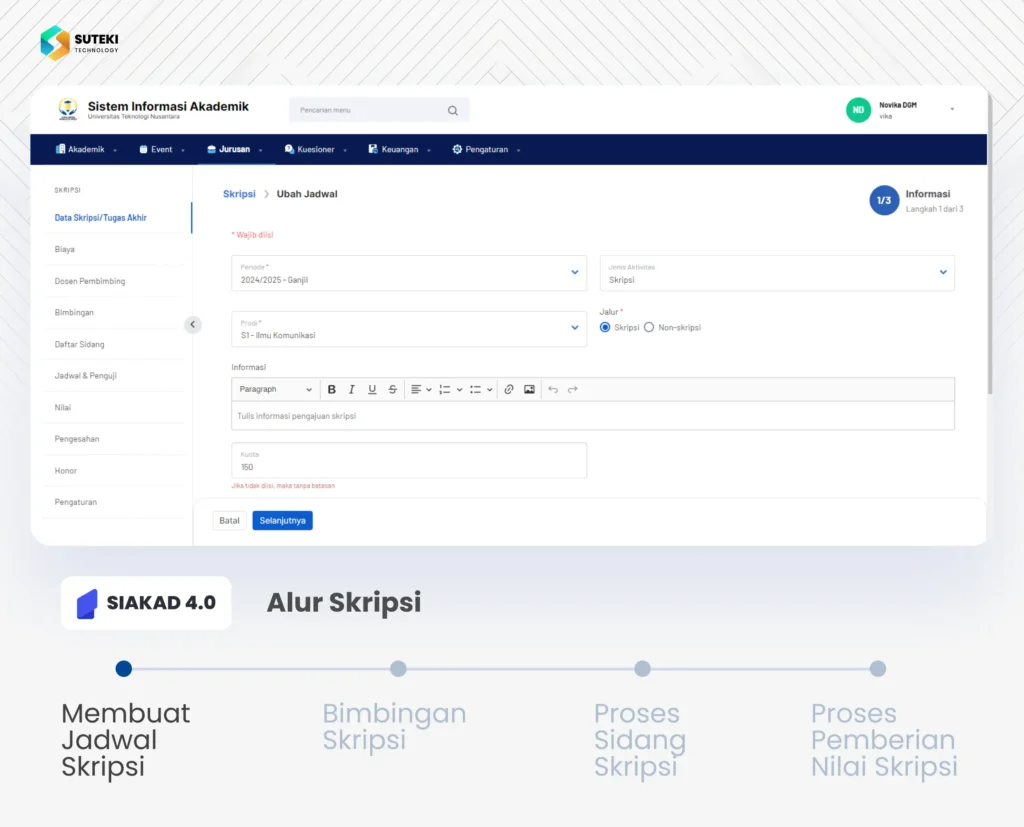 fitur skripsi siakad 4.0 membuat jadwal skripsi