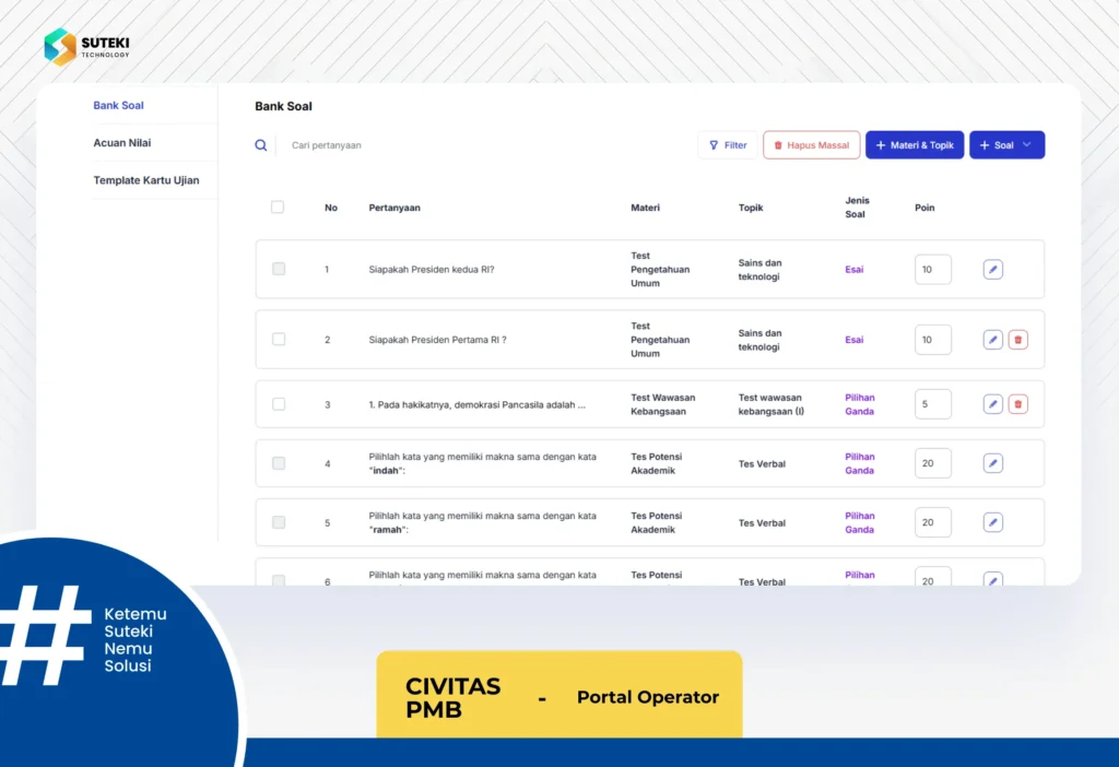 bank soal aplikasi civitas pmb online