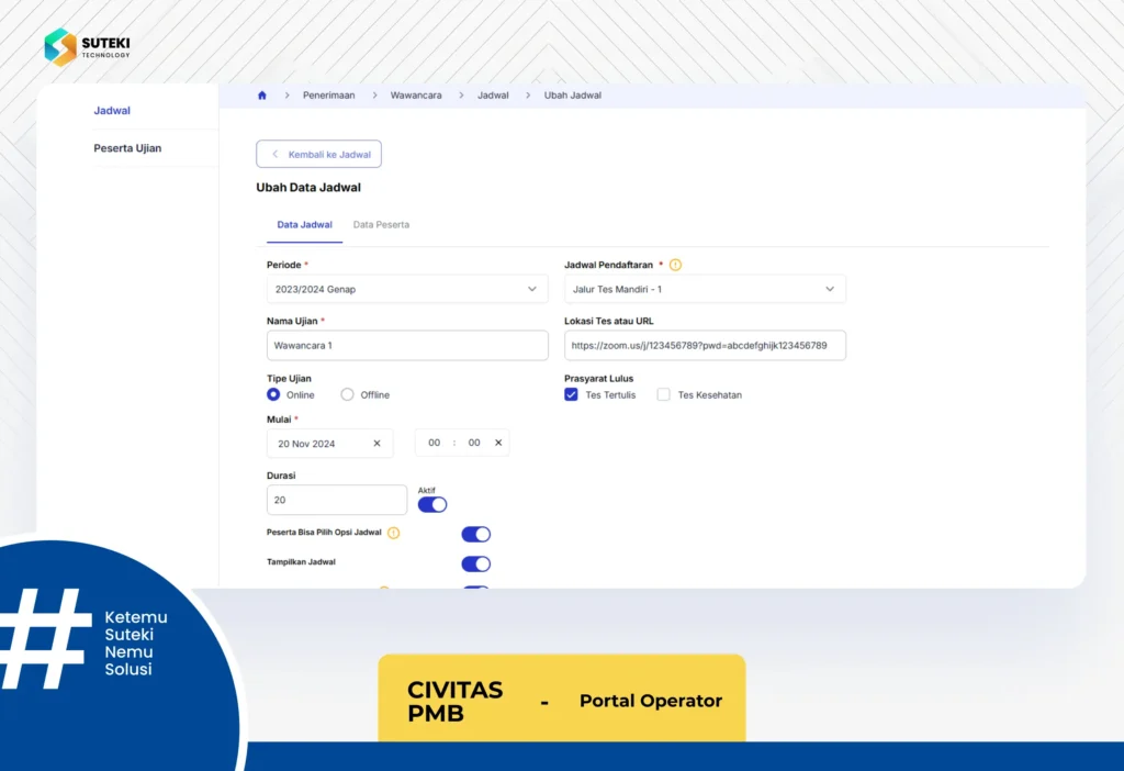 tes wawancara aplikasi civitas pmb online